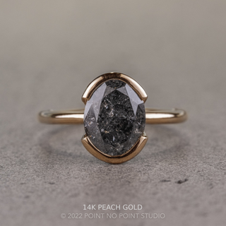 2.79 Carat Black Salt and Pepper Oval Diamond Engagement Ring, Shay Setting