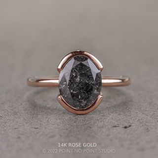2.79 Carat Black Salt and Pepper Oval Diamond Engagement Ring, Shay Setting