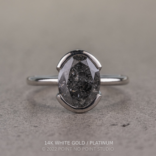2.79 Carat Black Salt and Pepper Oval Diamond Engagement Ring, Shay Setting