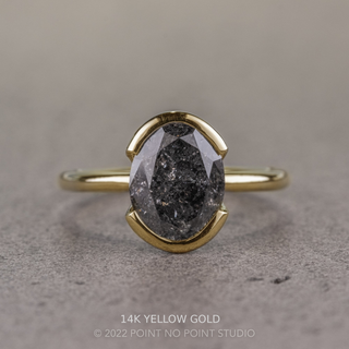 2.79 Carat Black Salt and Pepper Oval Diamond Engagement Ring, Shay Setting
