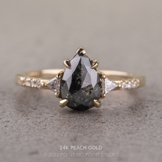 1.82 Carat Black Salt and Pepper Pear Diamond Engagement Ring, Eliza Setting