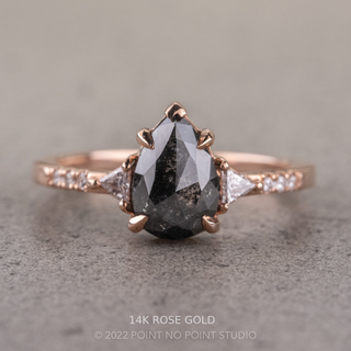 1.82 Carat Black Salt and Pepper Pear Diamond Engagement Ring, Eliza Setting