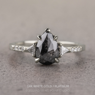 1.82 Carat Black Salt and Pepper Pear Diamond Engagement Ring, Eliza Setting