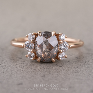 1.53 Carat Salt and Pepper Oval Diamond Engagement Ring, Charlotte Setting