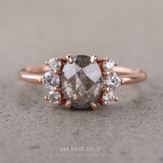 1.53 Carat Salt and Pepper Oval Diamond Engagement Ring, Charlotte Setting