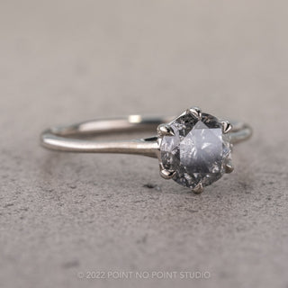 1.16 Carat Salt and Pepper Round Diamond Engagement Ring, Madeline Setting, 14K White Gold