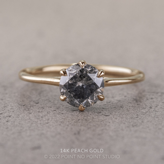 1.41 Carat Salt and Pepper Round Diamond Engagement Ring, Madeline Setting
