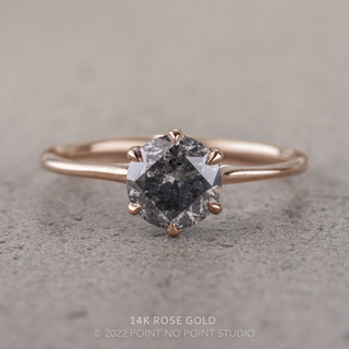 1.41 Carat Salt and Pepper Round Diamond Engagement Ring, Madeline Setting