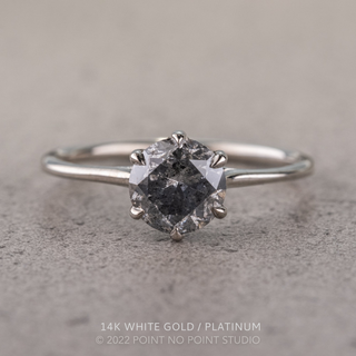 1.41 Carat Salt and Pepper Round Diamond Engagement Ring, Madeline Setting