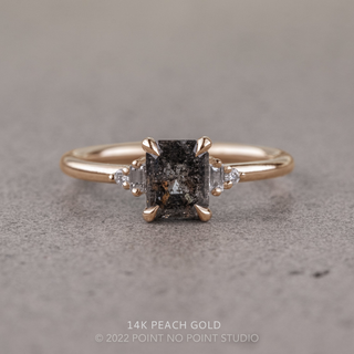 1.33 Carat Black Salt and Pepper Emerald Shaped Diamond Engagement Ring, Betty Setting