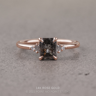 1.33 Carat Black Salt and Pepper Emerald Shaped Diamond Engagement Ring, Betty Setting