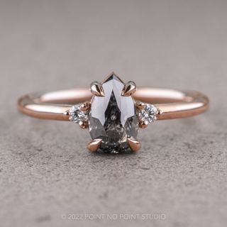 1.32 Carat Salt and Pepper Pear Diamond Engagement Ring, Zoe Setting, 14K Rose Gold