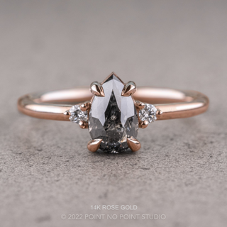 1.25 Carat Salt and Pepper Pear Diamond Engagement Ring, Zoe Setting