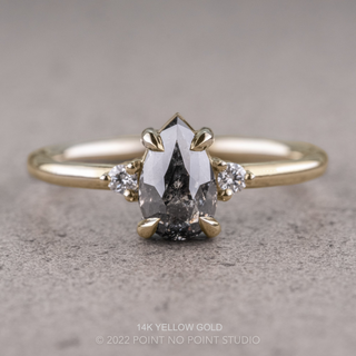 1.25 Carat Salt and Pepper Pear Diamond Engagement Ring, Zoe Setting