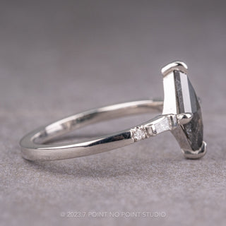 1.47 Carat Black Lozenge Diamond Engagement Ring, Betty Setting, Platinum