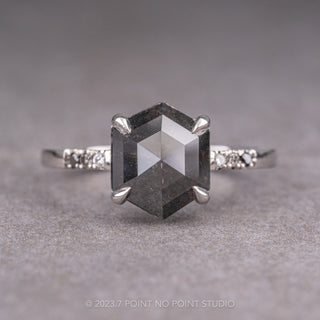 Black Hexagon Diamond Engagement Ring