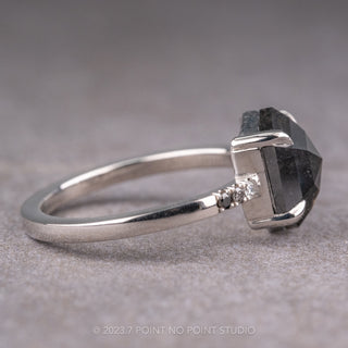 2.75 Carat Black Hexagon Diamond Engagement Ring, Ombre Jules Setting, 14k White Gold
