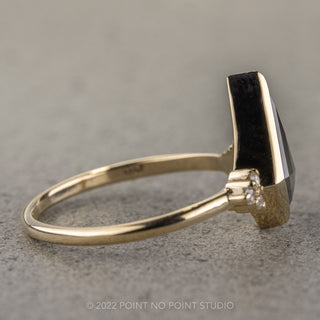 1.60 Carat Black Kite Diamond Engagement Ring, Bezel Quinn Setting, 14K Yellow Gold