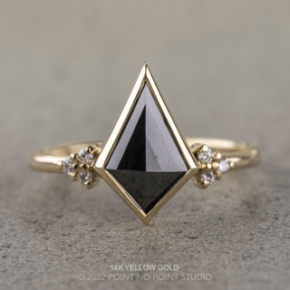 1.38 Carat Black Kite Diamond Engagement Ring, Bezel Quinn Setting