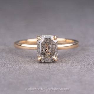 Salt and Pepper Emerald Shaped Diamond Ring