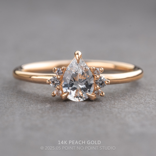 1.04 Carat White Pear Sapphire Engagement Ring, Charlotte Setting