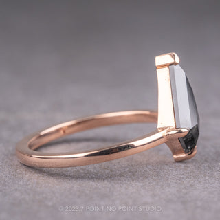 1.54 Carat Black Kite Diamond Engagement Ring, Jane Setting, 14k Rose Gold