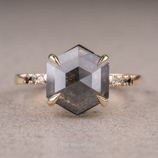 2.33 Carat Black Hexagon Diamond Engagement Ring, Ombre Jules Setting