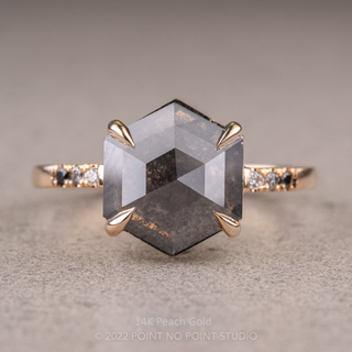 2.33 Carat Black Hexagon Diamond Engagement Ring, Ombre Jules Setting