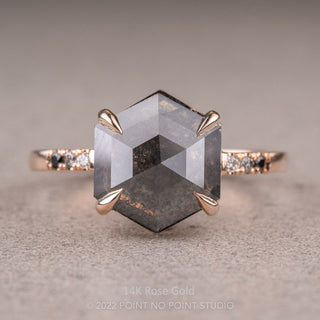 2.33 Carat Black Hexagon Diamond Engagement Ring, Ombre Jules Setting