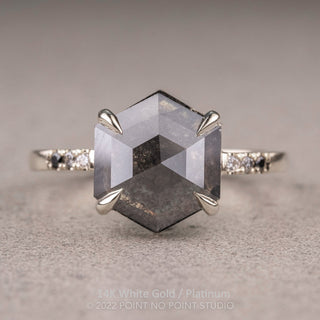 2.33 Carat Black Hexagon Diamond Engagement Ring, Ombre Jules Setting