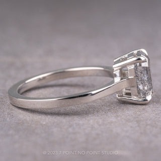 1.97 Carat Canadian Salt and Pepper Emerald Shaped Diamond Engagement Ring, Lark Setting, Platinum