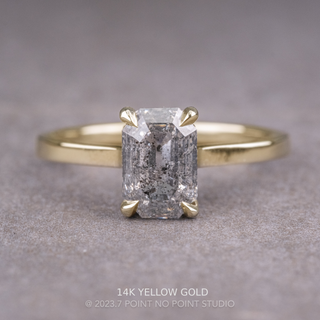 1.95 Carat Salt and Pepper Emerald Shaped Diamond Engagement Ring, Lark Setting