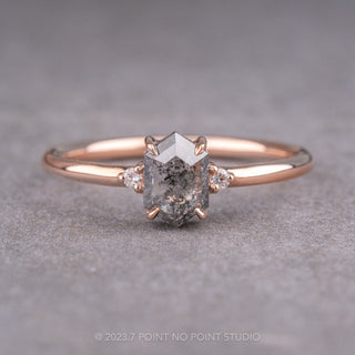 .67 Carat Salt and Pepper Hexagon Diamond Engagement Ring, Zoe Setting, 14K Rose Gold