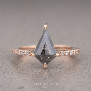 1.36 Carat Black Speckled Kite Diamond Engagement Ring, Juliette Setting