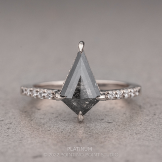 1.36 Carat Black Speckled Kite Diamond Engagement Ring, Juliette Setting