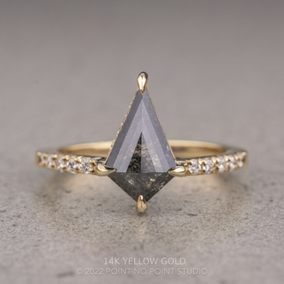 1.36 Carat Black Speckled Kite Diamond Engagement Ring, Juliette Setting