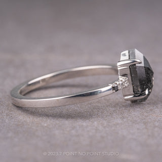 1.63 Carat Black Hexagon Diamond Engagement Ring, Ombre Jules Setting, 14K White Gold