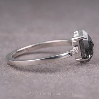 1.65 Carat Black Hexagon Diamond Engagement Ring, Ombre Jules Setting, 14K White Gold