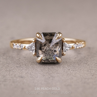 1.40 Carat Salt and Pepper Emerald Diamond Engagement Ring, Eliza Setting