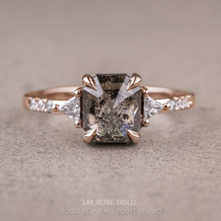 1.40 Carat Salt and Pepper Emerald Diamond Engagement Ring, Eliza Setting