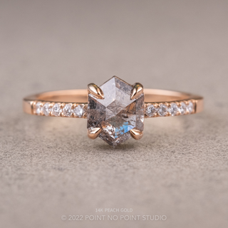1.38 Carat Salt and Pepper Hexagon Diamond Engagement Ring, Jules Setting