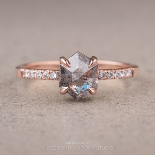 1.38 Carat Salt and Pepper Hexagon Diamond Engagement Ring, Jules Setting