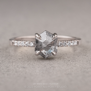1.38 Carat Salt and Pepper Hexagon Diamond Engagement Ring, Jules Setting