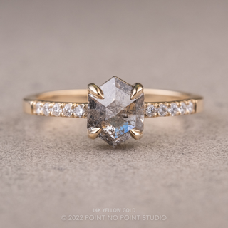 1.38 Carat Salt and Pepper Hexagon Diamond Engagement Ring, Jules Setting