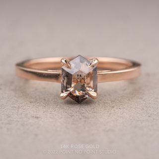 1.04 Carat Salt and Pepper Hexagon Diamond Engagement Ring, Lark Setting