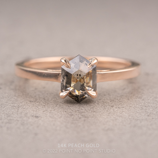 1.04 Carat Salt and Pepper Hexagon Diamond Engagement Ring, Lark Setting