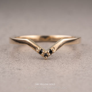Quinn Wedding Ring, 3 Black Diamond, Square Matte Band