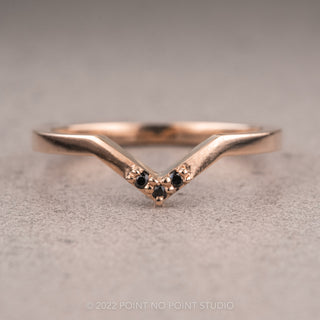 Triple Black Diamond Wedding Band, Quinn Setting, 14K Rose Gold