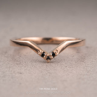 Quinn Wedding Ring, 3 Black Diamond, Square Matte Band
