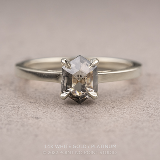 1.04 Carat Salt and Pepper Hexagon Diamond Engagement Ring, Lark Setting